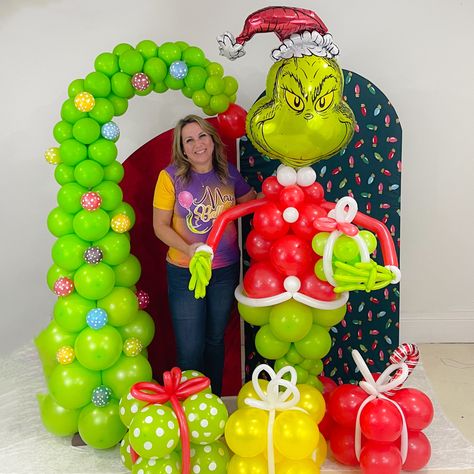 Balloon Grinch Tree, Grinch Balloon Christmas Tree, Grinch Tree Balloons, Grinch Christmas Balloon Garland, Grinch Balloon Decorations, Grinch Balloon Tree, Grinch Balloon Garland, Grinch Balloon Arch, Grinch Balloons