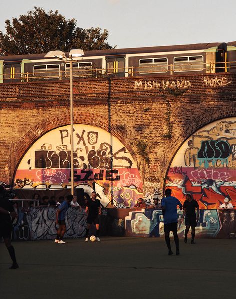 Uk Garage Aesthetic, Street Set Design, Garage Aesthetic, Street Scape, Stylized Environment, Uk Garage, Vibe Board, Street Football, Football Aesthetic