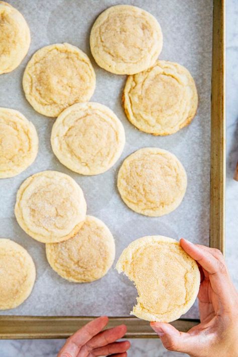 photo of michelle from hummingbird high holding a chewy sugar cookie with a bite taken out of it Drop Sugar Cookie Recipe, Chewy Sugar Cookie Recipe, Drop Sugar Cookies, Buttery Sugar Cookies, Chewy Sugar Cookies, Sugar Cookie Recipe, Cutout Sugar Cookies, Savory Tart, Baking Blog