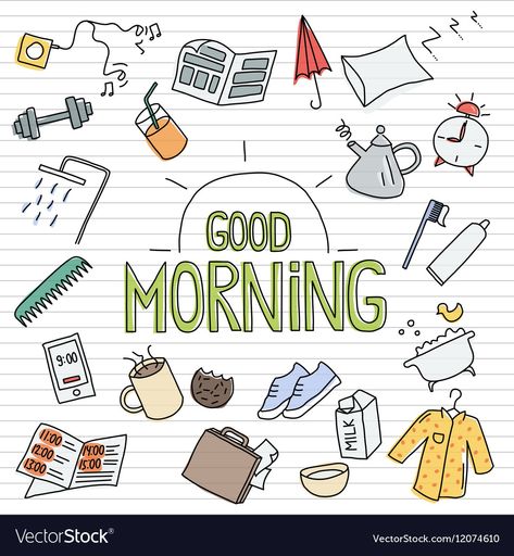 Good Morning Doodles, Morning Doodles, Sketch Stickers, Stickers Illustration, Morning Sketch, Good Morning Cartoon, Sketch It, Doodle Design, Illustration Doodle