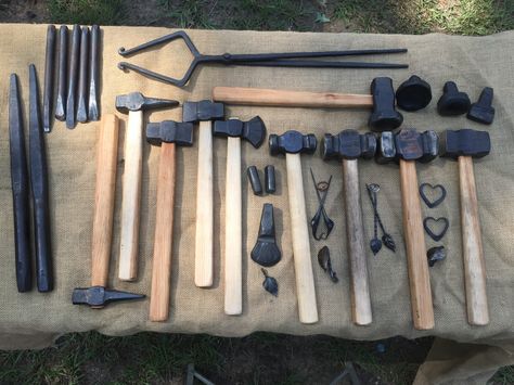 Black Smith Tools, Diy Forge, Blacksmith Tongs, Smith Tools, Black Smith, Game Of Survival, Blacksmith Tools, Witch Candles, Tool Rack