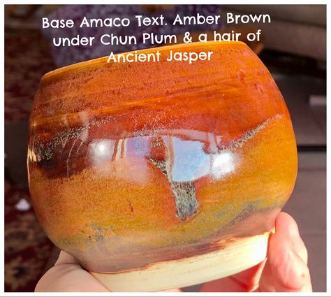 Orange Pottery Glazes, Textured Amber Glaze Combinations, Textured Amber Brown Glaze Combinations, Orange Glaze Combinations, Chum Plum Glaze Combinations, Laguna Clay, Ceramic Glazing, Glaze Colors, Clay Glaze