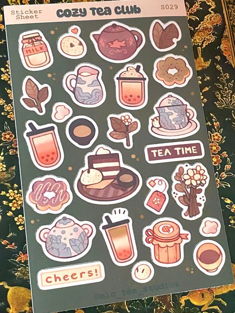 "This cute sticker sheet is perfect for planners, journals, calendars, gifts, and more! Size: Roughly 3.25\" x 5.25\" Shipping goes out every other week. Colors may vary slightly from image. All orders include freebies and a personalized thank you note.  All designs may not be imitated or resold. Thanks!" Planner Sticker Sheet, Sticker Sheet Design, Boba Gifts, Cute Calendars, Wolf Craft, Stationary Stickers, Cozy Tea, Art Biz, Props Art