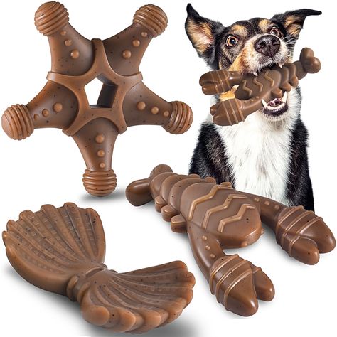 PRICES MAY VARY. 🐶🦞💝【THREE DIFFERNET SHAPES DESIGN】: Our dog toys for chewers have a unique ocean themed design, starfish, shells, lobster, cute and fun. It's perfect for dogs who like to chew. It satisfies their natural urge to chew and helps them develop good chewing habits. 🐶🦞💝【INDESTRUCTIBLE DOG TOYS FOR AGGRESSIVE CHEWERS】: These tough dog toys are perfect for aggressive chewers, especially large, medium and small dogs, puppies. It's tough to destroy and almost indestructible. Let you Lobster Cute, Indestructible Dog Toys, Dog Entertainment, Dog Toys Indestructable, Tough Dog Toys, Durable Dog Toys, Dog Enrichment, Dog Chew, Toy Puppies