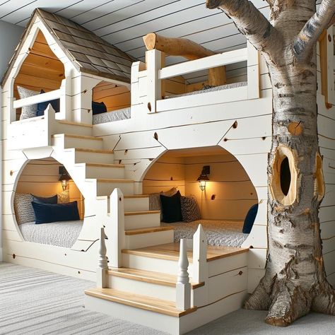 Children’s Beds, Playhouse Bedroom, Tree House Bunk Bed, Grandkids Room, Kids Loft, Dream Bedroom Inspiration, Cool Kids Bedrooms, Kids Room Interior Design, Kids Bedroom Inspiration