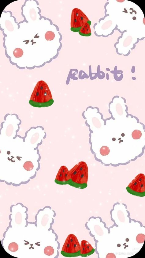 Bunny Watermelon, A Bunny, Iphone Wallpapers, Cute Bunny, Watermelon, Iphone Wallpaper, Hello Kitty, Snoopy, Kitty