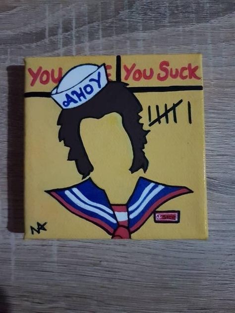 Stranger Things Canvas, Things Painting, Steve Harrington Stranger Things, Tears Art, Stranger Things Poster, Homemade Art, Stranger Things Art, Simple Canvas Paintings, Easy Canvas Art