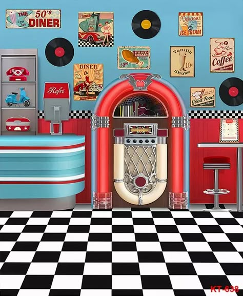 1950s Birthday Party Theme, Roll Door, 50s Theme Parties, Retro Bridal Showers, Sock Hop Party, Rock N Roll Party, Sock Hop, Juke Box, Retro Diner