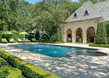 French Country Pool, French Pool, Country Pool Landscaping, French Country Landscaping, Country Pool, Luxury Garden Design, Country Backyards, French Garden Design, French Country Estate