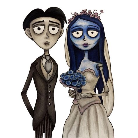 Victor And Emily Drawing, Corpsebride Emily, Prismacolor Illustration, Emily Drawing, Victor And Emily, Art Prismacolor, Corpse Bride Art, Bride Art, Simple Sketches