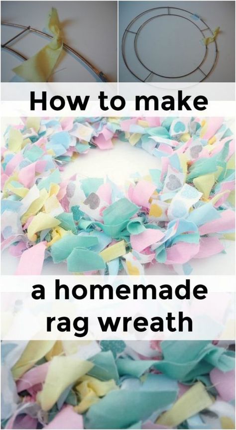 How to make your own homemade rag wreath.... | The Diary of a Frugal Family Rag Rug Wreath How To Make, Peg Rugs, Fabric Wreath Tutorial, Rag Crafts, Fabric Wreaths, Rag Wreaths, Zero Waste Christmas, Easter Crafts For Adults, Frugal Family