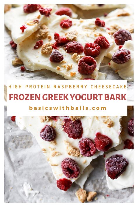 This healthy frozen yogurt bark recipe is made with fresh or frozen raspberries and graham wafers, and is a refreshing summer treat! This recipe calls for plain Greek yogurt, however, you could easily use regular yogurt if you prefer. It's made with maple syrup or honey, cream cheese, and protein powder to keep you feeling full and satisfied! Healthy Frozen Yogurt, Yogurt Bark Recipe, Healthy Summer Snacks, Frozen Yogurt Bark, Yogurt Bark, Summer Snacks, Lemon Raspberry, Healthy Diet Recipes, Healthy Summer