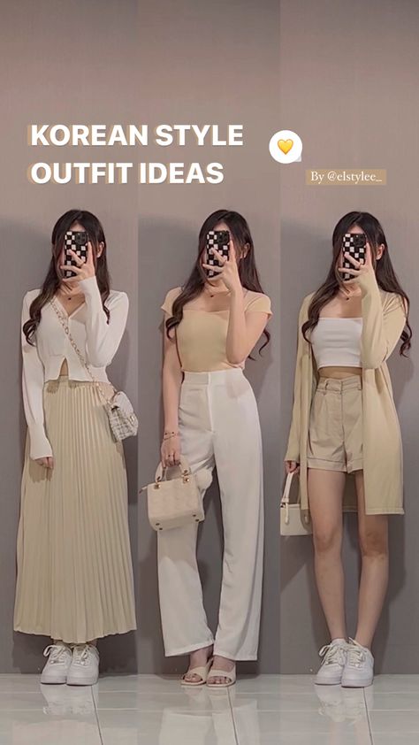 #girlyoutfit #outfitideas #koreanstyleoutfit #ootd #beigeoutfit #outfitcewebumi #fashion #outfit Korean Spring Outfits, Korean Style Outfit, Skirts With Sneakers, Korean Style Outfits, Outfit Ideas Korean, Unique Streetwear, Streetwear Styles, Oversized Tops, Monochromatic Outfit