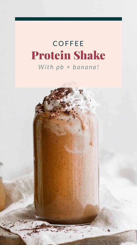 You will absolutely love this coffee protein shake recipe. It's not your average protein shake because it's made with cold brew coffee, peanut butter, and banana - the ultimate flavor combo! Coffee Peanut Butter, Peanut Butter Coffee, Coffee Protein Smoothie, Coffee Smoothie Recipes, Peanut Butter Protein Shake, Banana Protein Shake, Mocha Smoothie, Peanut Butter Shake, Protein Shake Recipe