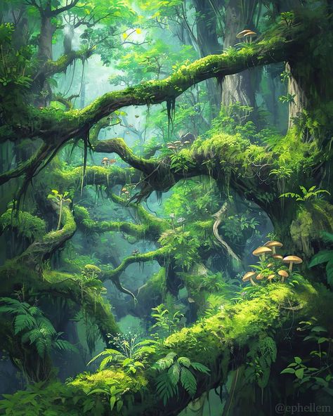 The great forest. 🌳🌿 🌱 Created with Midjourney (AI). 🏰 Visit my profile @ephellem for more fantasy pictures! #midjourney… | Instagram Fantasy Forest Concept Art, Jungle View, Mythical Forest, Forest Ideas, Game Art Environment, Forest Games, Art Environment, Fantasy Drawings, Fantasy Forest