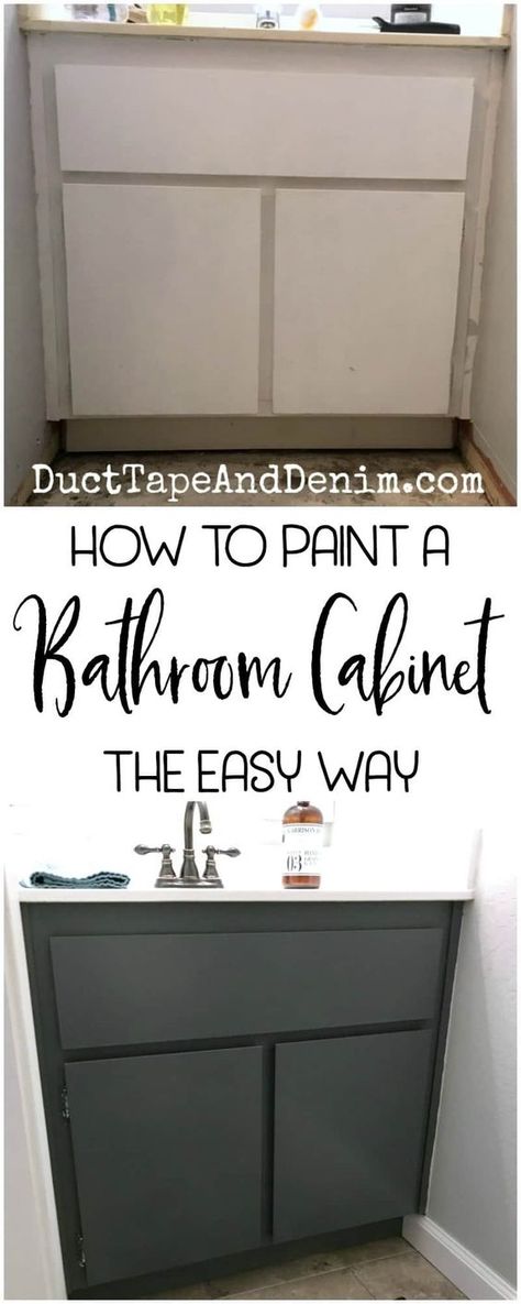 How to paint a bathroom cabinet the easy way. My small powder room makeover. DuctTapeAndDenim.com #paintedcabinet #paintedcabinets #bathroomcabinets #howtopaint #bathroomcabinet #bathroommakeover #powderroom #guestbathroom #ducttapeanddenim Small Powder Room Makeover, Small Powder Room, Painting Bathroom Cabinets, Powder Room Makeover, Bathroom Farmhouse Style, Powder Room Small, Cabinet Makeover, Powder Rooms, Large Bathrooms