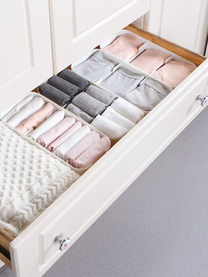 Product name: 3 Grid Storage Box 1pc at SHEIN, Category: Storage & Organization Closet Storage Drawers, Dresser Drawer Organization, Closet Organizer With Drawers, Wardrobe Organisation, Drawer Divider, Organize Fabric, Organize Drawers, Home Organisation, Drawer Organizers