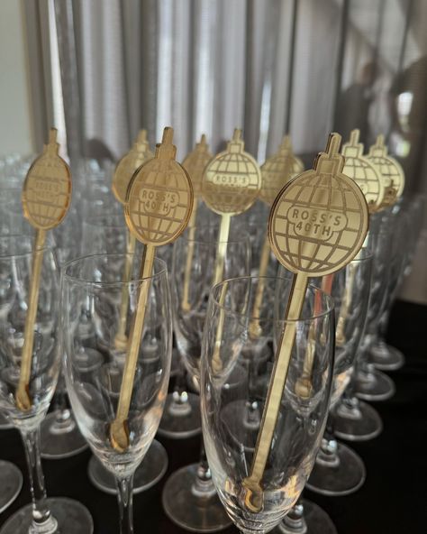 Big birthdays deserve to be ✨extra✨ like Ross’ 40th with these personalised gold disco ball drink stirrers 👏🏻 Disco Ball Drink, Gold Disco Ball, Drink Stirrers, Disco Ball, Gold, Quick Saves