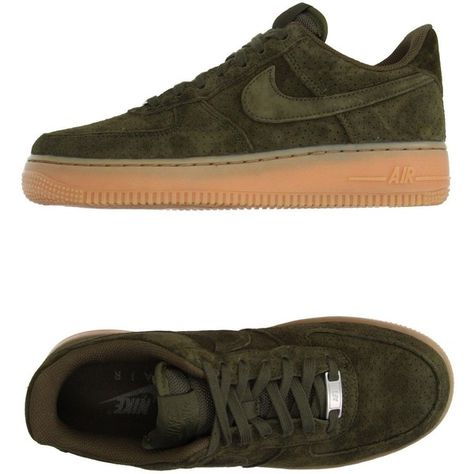 Nike Sneakers (115 CAD) ❤ liked on Polyvore featuring shoes, sneakers, military green, leather flat shoes, nike footwear, nike, olive green sneakers and leather sneakers Leather Sneakers Outfit, Nike Olive Green, Olive Green Sneakers, Olive Shoes, Nike Low Tops, Nike Footwear, Shoe Room, Round Toe Sneakers, Air Forces