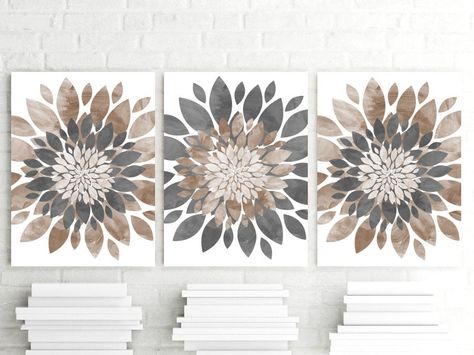 "Watercolor Brown Gray Flower Wall Art, Flower Art Prints or Canvas Set of 3, Flower Print, Bedroom Flower Decor, Bathroom Farmhouse Wall Art Includes 3 pieces of wall art with 3 available product options. PRODUCT OPTIONS ➡️ Photo Prints - Unframed ➡️ Gallery Wrap Canvas ➡️ Emailed Digital Files - No physical product will be shipped. You print. ➡️ PHOTO PRINT OPTION Printed borderless on a professional lustre photo paper with a fine grain pebble texture. Features a rich, sharp color that won't f Bedroom Flower Decor, Flower Art Prints, Canvas Set Of 3, Bathroom Farmhouse, Butterfly Nursery, Gray Flower, Flower Bedroom, Kitchen Art Prints, Print Bedroom