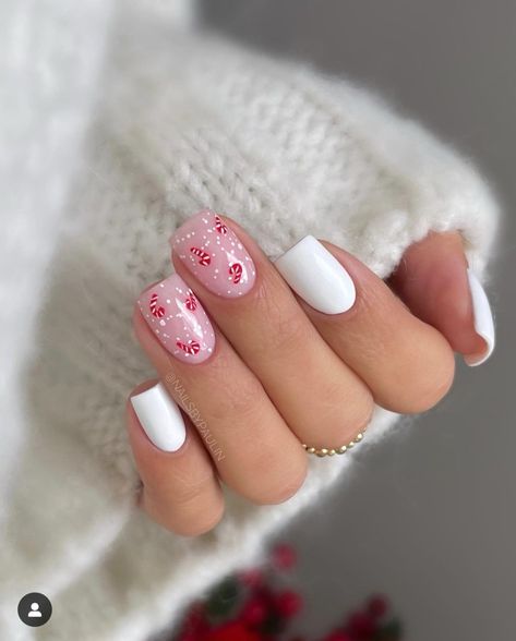 Candy Cane Nails, Christmas Gel, Milky Nails, Nagel Tips, Winter Nails Acrylic, Colorful Nails, Christmas Gel Nails, Simple Gel Nails, Girly Acrylic Nails