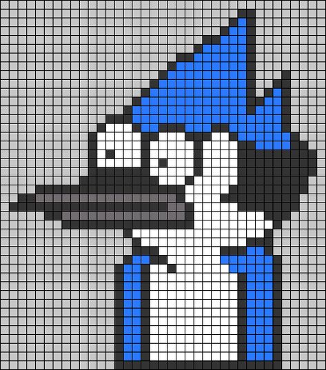 Regular Show Crochet, Rigby Regular Show, Grid Patterns, Perler Ideas, Graph Crochet, Easy Pixel Art, Regular Show, Pixel Art Grid, Pix Art