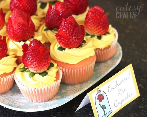 Easy Beauty and the Beast Party Ideas - Cutesy Crafts Beauty And The Beast 21st Birthday, Beauty And The Beast Wedding Cupcakes, Beauty And The Beast 2nd Birthday Party, Beauty And The Beast Tea Party, Belle Cupcakes, Beauty And The Beast Cupcakes, Mini Patisserie, Belle Birthday Party