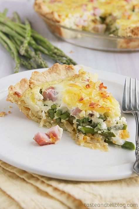 Ham and Asparagus Quiche | Taste and Tell Ham And Asparagus Quiche, Ham And Cheese Crescent, Ham And Asparagus, Asparagus Quiche Recipes, Ham Asparagus, Ham Quiche, Crescent Bake, Quiche Lorraine Recipe, Asparagus Quiche