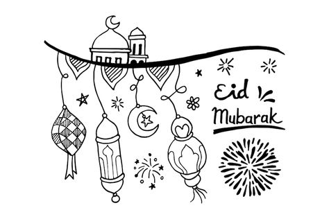 Premium Vector | Eid mubarak doodle vector illustration Eid Drawing, Persian New Year, Doodle Vector, Doodle Icon, Islamic Design, Eid Al Adha, Eid Mubarak, Icon Illustration, Premium Vector