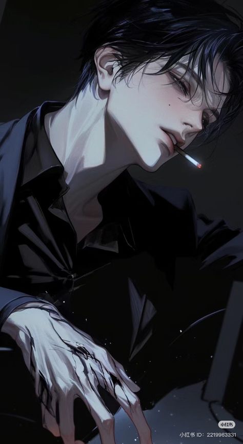 Anime Guy Dark Aesthetic, Black Hair Blue Eyes Oc Male, Anime Man Aesthetic, Mafia Anime Men, Dark Masculine Aesthetic, Hot Anime Men, Hot Anime Guy, Action Webtoon, Black Haired Anime Boy