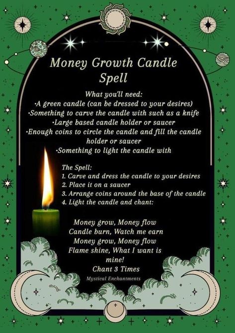 Growth Spell, Prosperity Magick, Mountain Witch, Witchy Candle, Money Candle Spell, Money Spells Magic, Money Growth, Spells That Actually Work, Candle Magic Spells