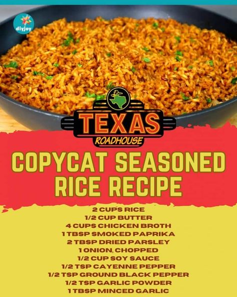 Texas Roadhouse Copycat Seasoned Rice Recipe Copycat Texas Roadhouse Rice, Texas Roadhouse Rice Recipe, Texas Roadhouse Rice, Roadhouse Rice, Seasoned Rice Recipe, Texas Roadhouse Recipes, Recipes Rice, Seasoned Rice Recipes, Rice Side Dishes