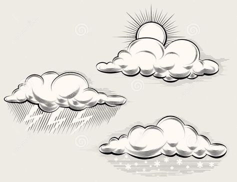 Sun Behind Clouds Drawing, Moon And Clouds Drawing, Cloud Line Drawing, Drawings Of Clouds, Cloud Drawings, Cloud Rain, Landscape Design Drawings, Trippy Drawings, Mountain Drawing