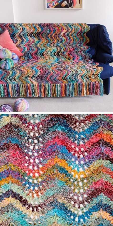 Ripple Crochet Blankets, Afgans Crochet, Knitted Pillows, Chevron Crochet Blanket Pattern, Free Crochet Blanket Patterns, Ripple Crochet, Crochet Ripple Pattern, Crochet Blanket Chevron, Crochet Ripple Blanket