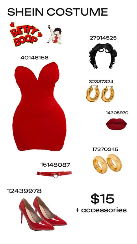 Cheap Betty Boop Costume from SHEIN Betty Boop Halloween Costume, Betty Boop Costume, Betty Boop Halloween, Holloween Makeup, Makeup Room Decor, Halloween Costume Outfits, Halloween Inspo, Beautiful Costumes, Makeup Room