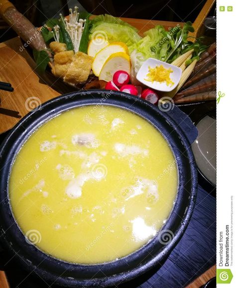 Chicken collagen soup base hot pot. A photo showing the trendy Japanese style ho #Sponsored , #soup, #base, #collagen, #Chicken, #hot Collagen Soup, Healthy Broth, Soup Base, Woks, Hot Pot, Cheese Fondue, Japanese Style, Broth, Meat