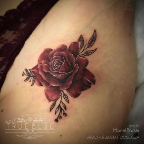 Rose Tattoo Meaning, Tattoos With Kids Names, Blue Tattoo, Tattoo Parlors, Professional Tattoo, Ink Ideas, Body Piercings, S Tattoo, Maroon Color