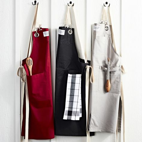 Williams Sonoma Ultimate Apron | Williams Sonoma Entertaining Table Settings, Striped Apron, Signature Logo Design, Organization Furniture, Stand Display, Williams Sonoma Home, Wide Stripes, Ticking Stripe, Womens Aprons