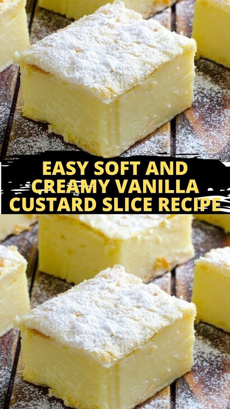 Easy Soft and Creamy Vanilla Custard Slice Recipe - howtocook Vanilla Custard Recipe Easy, How To Make Vanilla Custard, Custard Slice Recipe, Boiled Custard Recipe With Vanilla Pudding, Vanilla Custard Slice, Custard Dessert Recipes, Beginner Baking, Vanilla Custard Recipe, Vanilla Slice Recipe