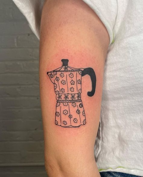 Mocha Pot Tattoo, Mocha Tattoo, Moka Pot Tattoo, Pot Tattoo, Mocha Pot, Moka Pot, Time Tattoos, On A Rainy Day, Ink Sketch