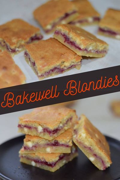 A quick and easy recipe for gooey Bakewell blondies. Filled with white chocolate, these beauties combine delicious almond and raspberry with chocolate joy. Bakewell Blondies, Blondies Recipes, White Chocolate Recipes, Homemade Recipes Dessert, White Choc, Blondies Recipe, Homemade Sweets, Almond Flavor, Sweet Snacks Recipes