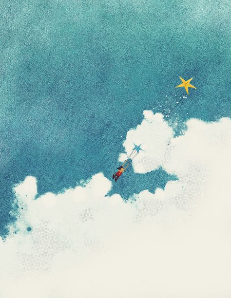 Kiting Story Reading, Dream Illustration, Designing Tips, Sky Illustration, 동화 삽화, Star Illustration, Lens Logo, Illustration Ideas, Star Cloud