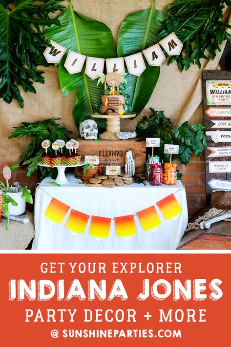 Featured Party: William's Indiana Jones Adventure Party - Sunshine Parties Indiana Jones Birthday Party Ideas, Indiana Jones Birthday, Indiana Jones Birthday Party, Indiana Jones Party, Snake Party, Indiana Jones Adventure, Adventure Quest, Adventure Party, Imagination Station