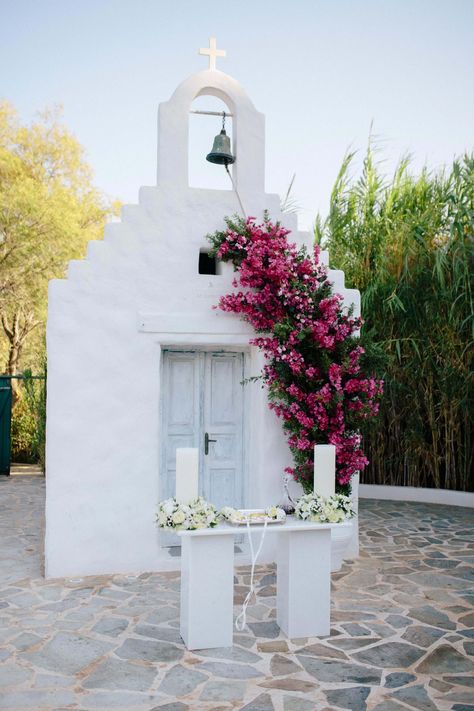 All White Ceremony, Napa Valley Honeymoon, White Ceremony, Wedding Color Schemes Blue, Greek Islands Wedding, Athens Riviera, Wedding Altar, Athens Wedding, Orthodox Wedding