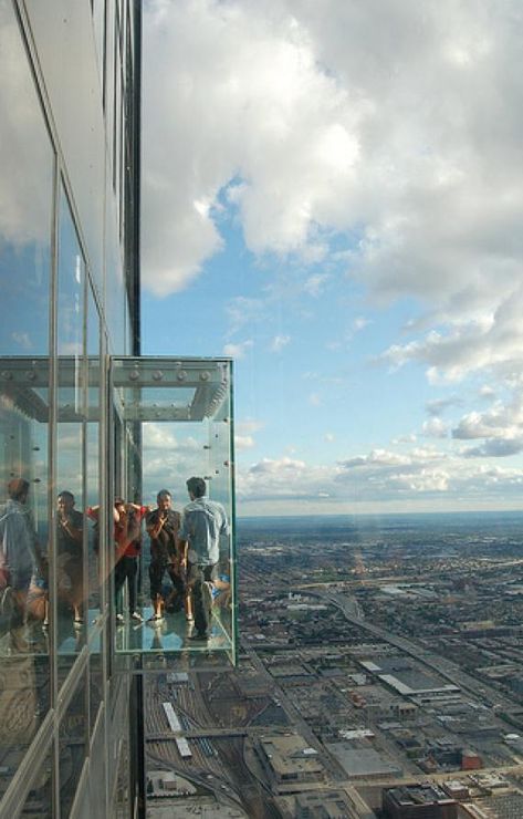 Sears Tower Glass Platform ~ Chicago, Illinois. Look down in Chicago from the Sears Tower like Ferris Bueller Sears Tower, The Ledge, Chicago Travel, My Kind Of Town, Chicago City, Windy City, Chicago Illinois, Route 66, Oh The Places Youll Go