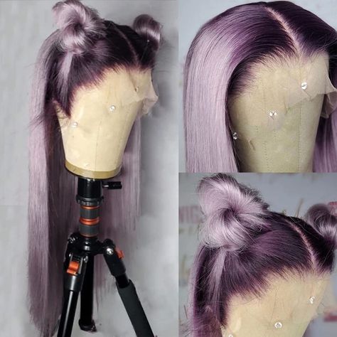 PRICES MAY VARY. 【 13x3 LACE FRONT WIG 】 Hand tied 13x3 lace front parting area, pre plucked natural density hairline 【 SOFT AS HUMAN HAIR WIG 】High-quality high-temperature synthetic hair and unique processing skills make QD-Tizer wigs soft and natural like healthy human hair, and easily detangled, less sheds 【 CHANGEABLE STYLES 】This glueless lace wig can be styled however you want. Loose wavy texture, half ponytails, double or half bun, BOB haircut, changeable shapes can be easily done. Suita Wigs Purple, Half Ponytail, Purple Wig, Pretty Hair Color, Colored Wigs, Straight Lace Front Wigs, Purple Ombre, Hair Inspiration Color, Ombre Color