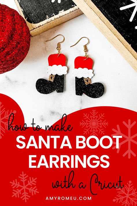 Faux Leather Cricut, Cricut Leather Earrings, Leather Cricut, Faux Leather Projects, Diy Christmas Earrings, Faux Leather Crafts, Boot Earrings, Cricut Paper Crafts, Cricut Jewelry