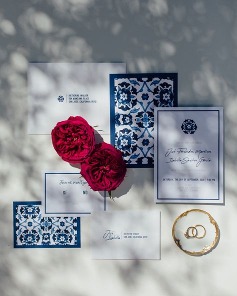 Spanish Talavera Wedding, Spanish Romance Wedding, Spanish Inspired Wedding Invitations, Spanish Winter Wedding, Spanish Inspired Wedding Decoration, Mexican Style Invitations, Spanish Modern Wedding, Spanish Themed Wedding Decor, Spanish Engagement Party