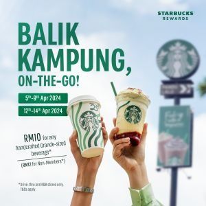 Starbucks Balik Kampung Promotion: RM10 Handcrafted Beverage (5-14 Apr 2024) Starbucks Promotion, Green Tea Lemonade, Gong Cha, Starbucks Rewards, Food Promotion, Iced Green Tea, Photo Coffee, Drive Thru, Social Media Design Inspiration