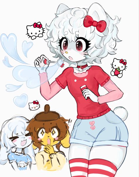 Art Digitalart sanrio hellokitty cuteart aesthetic Sanrio As People Drawing, Anime X Hello Kitty, Hello Kitty Fan Art Human, Sanrio Characters As People, Human Hello Kitty Fanart, Human Hello Kitty Art, Hello Kitty And Daniel Drawing, Hello Kitty Characters As Humans, Hello Kitty Human Drawing